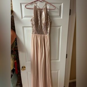 rose gold sequin formal dress